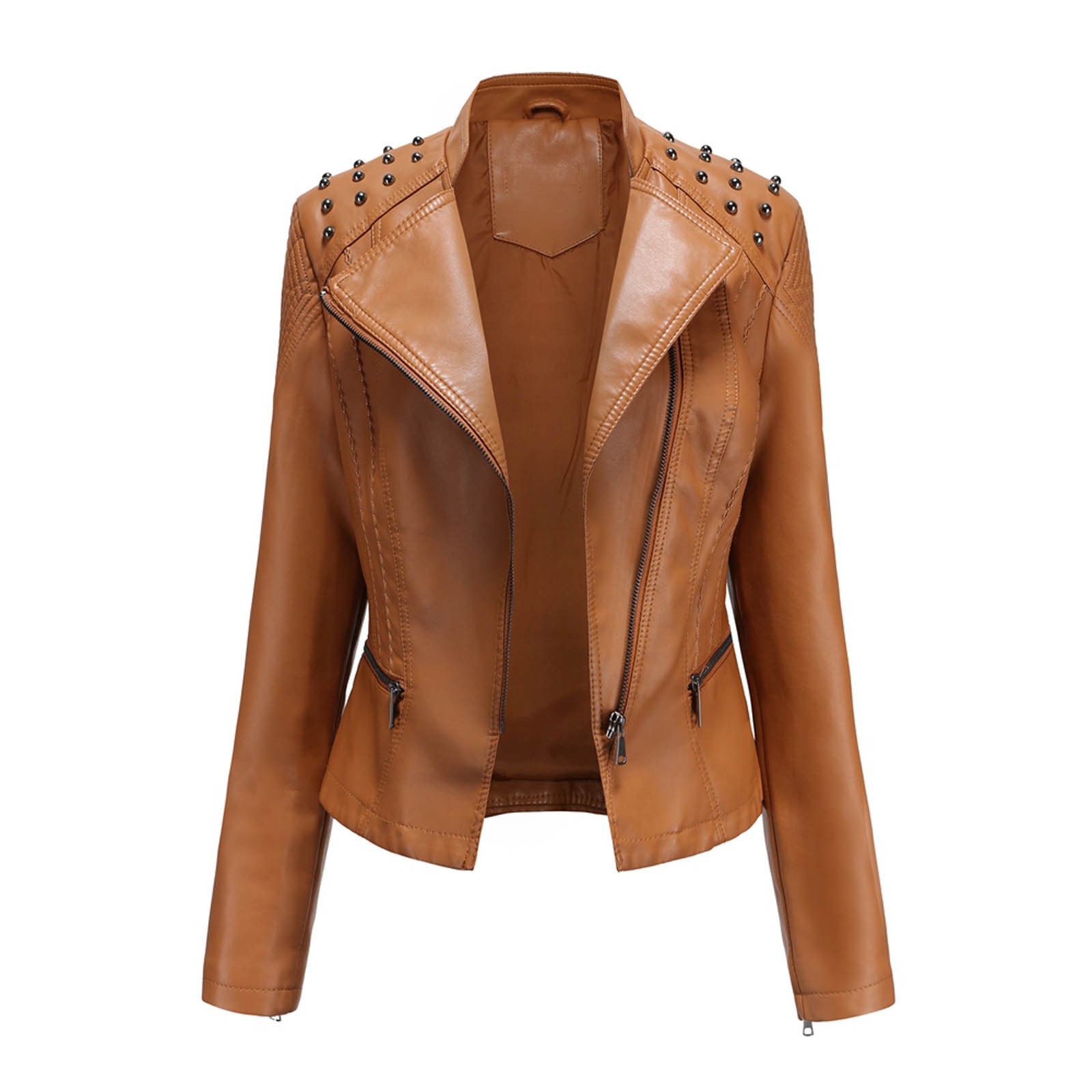 куртка Women's Slim Leather Punk Lapel Lapel Zipper Motorcycle Suit Stitching Winter Coat Jacket Women 2020 chaquetas de mujer