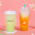 50pcs 90 caliber thickening frosted transparent plastic cup 500ml disposable milk tea cold drink juice packaging cup with lid