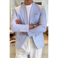 Pin Stripe Blazer Homme Mens Summer Slim Fit Casual Blazer Jacket Men Wedding Cozy Formal Seesucker Blue Stripe Blazer Homme