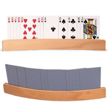 1pc Wooden Hands-Free Playing Card Holder Board Game Poker Seat Lazy Poker Base