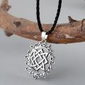 QIAMNI Retro Alatyr Star Slavic Amulet Necklace Rope Chain Svarog Square Pendant Norse Talisman Pagan Necklace Viking Jewelry