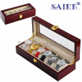 (Special Price) 6 Slots Wooden Watch Organizer Light Red MDF Wood Watch Boxes Case Jewelry Display Gift Case Holder