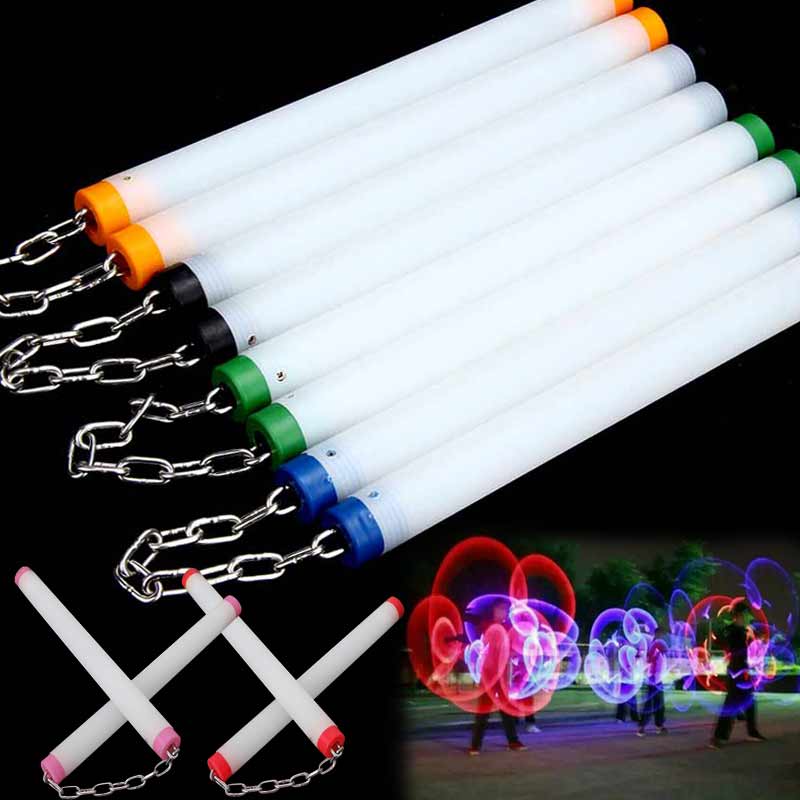 LED Light Toys Nunchakus Glowing Fluorescent Performance Kongfu Nunchaku Sticks Light Up Toy M09