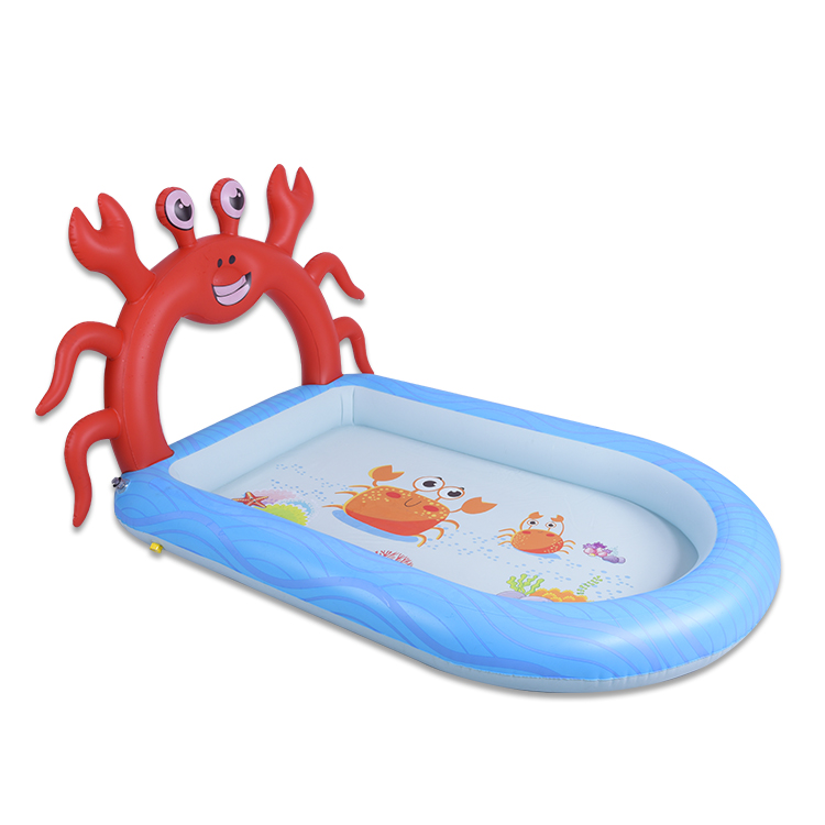 Crab-patterned sprinkler inflatable pool