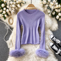 Women Design Knitted Sweater O Neck Long Sleeve Solid Elastic Slim Jumper Autumn Winter Fashion Streetwear Pullovers