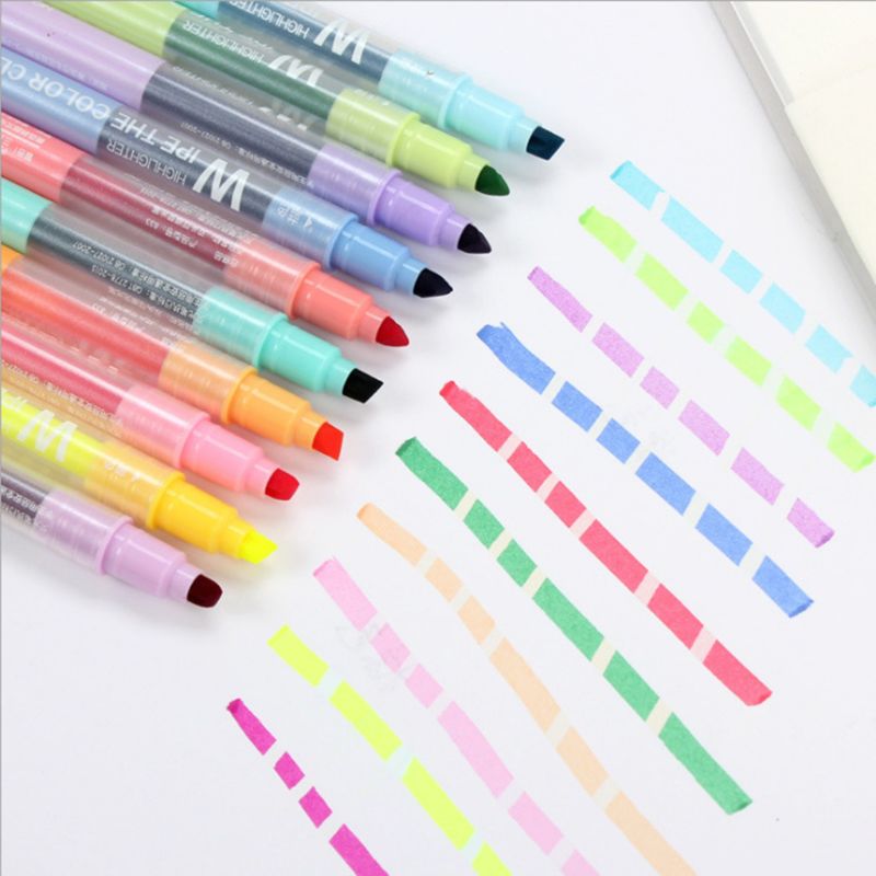 10Pcs Double-end Erasable Highlighter Pen Markers Pastel Liquid Chalk Marker Fluorescent Milkliner Highlighters Color