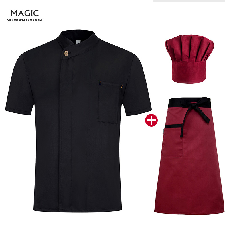 Restaurant Kitchen Chef Uniform Short Sleeve Chef Clothes Chef Jacket Cook Coat Hotel Bakery Pastry Cafe Overalls High Quality