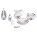 Dollhouse Furniture Floral Ceramic Shower Set for Bathroom 8PCS