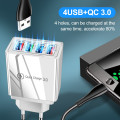 4 Ports USB Charger Quick Charge 3.0 Fast Charging for Xiaomi Mi Note 10 Pro Tablet Portable EU Plug Wall Mobile Charger Adapter