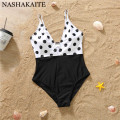 NASHAKAITE Family Matching Bathing Suits 2021 V-neck Dots Printed Family Swimwear Mother Daughter Mommy and me swimsuit