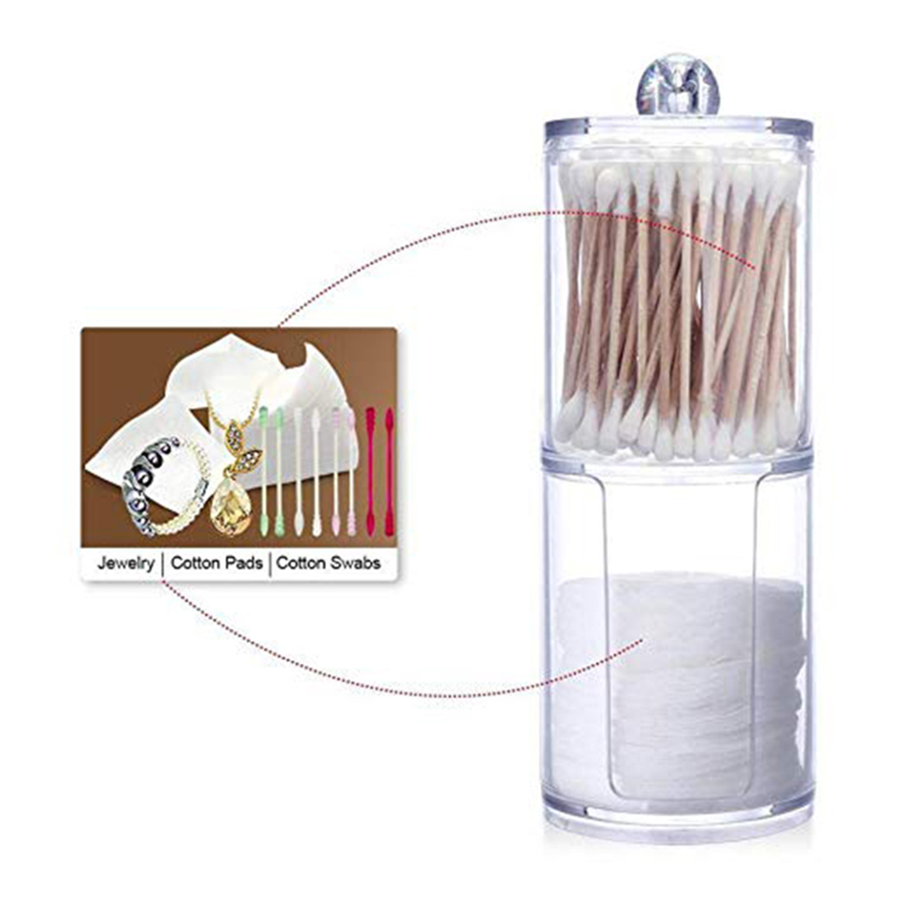 2in1 Plastic Apothecary Jars Cotton Swab Storage Box Bathroom Organizer Canister For Kitchen And Bathroom Counters