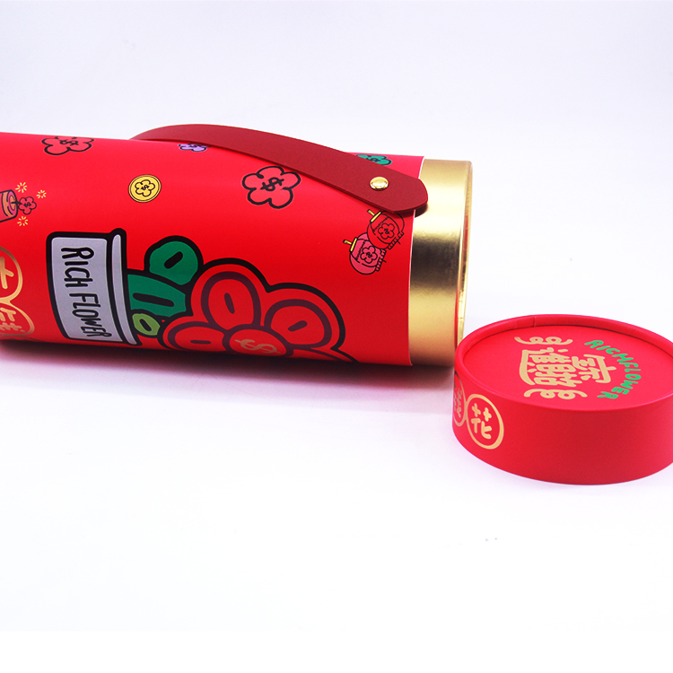 Customized red paper tube gift box