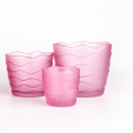 pink color wave pattern glass cup