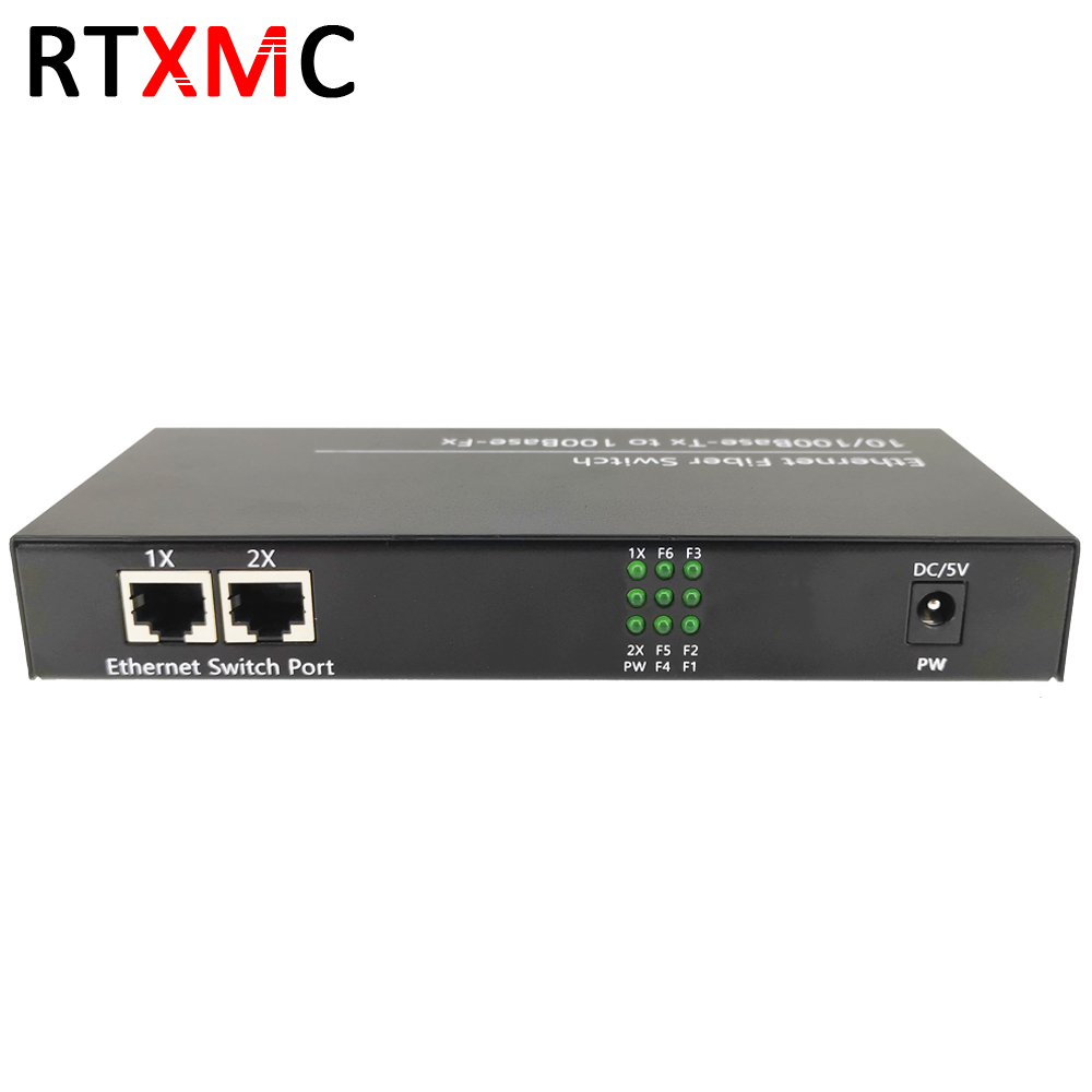 6F2E10/100M Ethernet Switch 6 Fiber Port 25KM 2 UTP RJ45 Fast Erhetnet Fiber Optical Switch with 5V 2A power supply