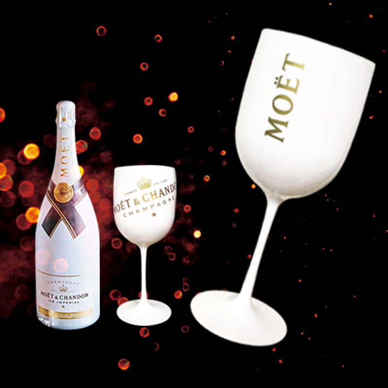 White Moet Plastic Acrylic Goblet Celebration Party Drinkware Drink Moet Wine Glass Cup Moet Champagne Glass Acrylic Plastic Cup