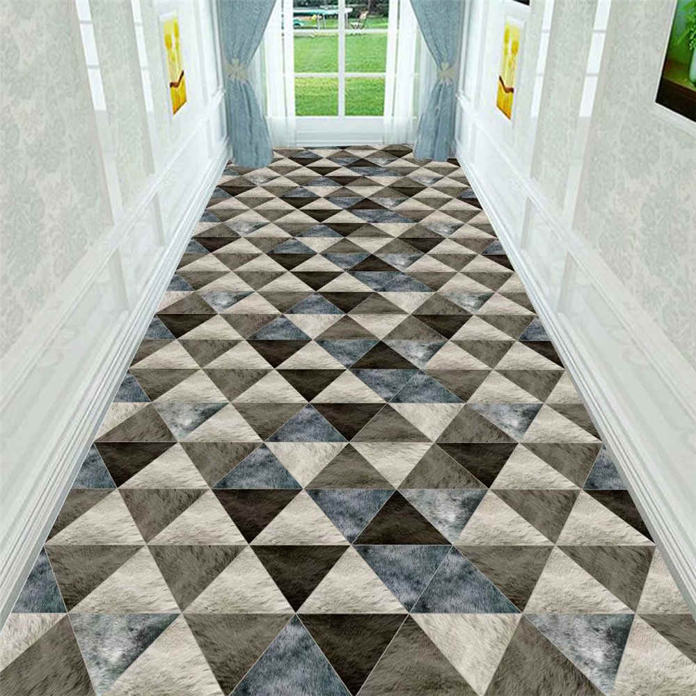 Modern Outdoor Geometric Rug Home Decorative Living Room Carpet Flannel Indoor Entrance Floor Mat Long Kitchen Corridor Area Rug