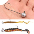 Spinpoler 4Pcs Lead Round Ball Jig Head Hook 5g7g10g14g Fishing Hook Lead Jig Lure Metal Baits For Soft Worm Fishing Accessories