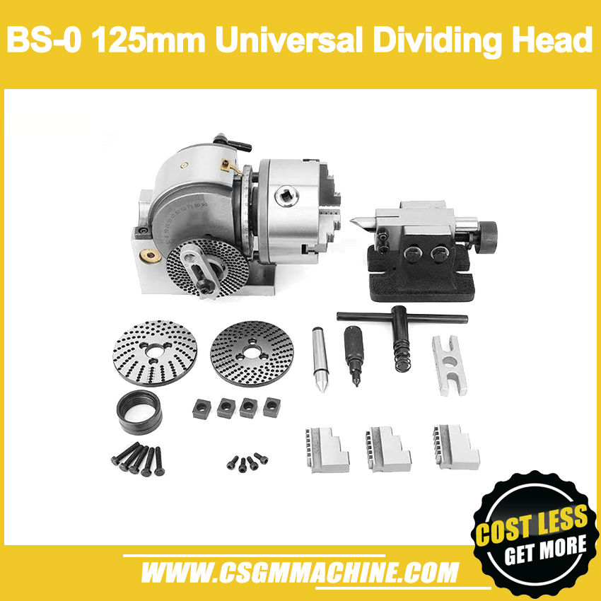 BS-0 Dividing Head for milling machine 125mm 3-Jaw Chuck Spiral Tailstock Indexing Plate