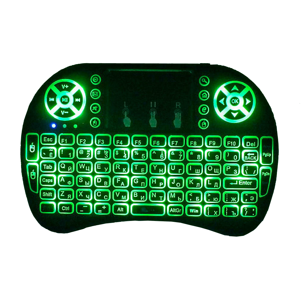 7 color backlit i8 Mini Wireless Keyboard 2.4ghz English Russian Air Mouse with Touch pad Remote Control Android TV Box