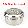 Round 304 stainless steel lunch box divided meal double metal student lunch boxes big Capacity Food Container Bento boite repas
