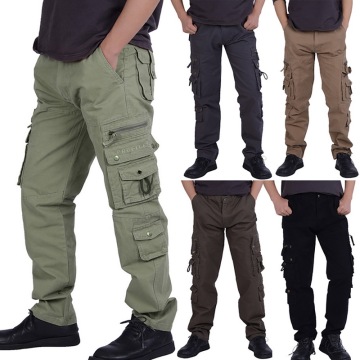 Mens Winter Pants Thick Warm Cargo Pants Casual Fleece Pockets Fur Trouser Plus Size Fashion Loose Baggy Joger Worker Male