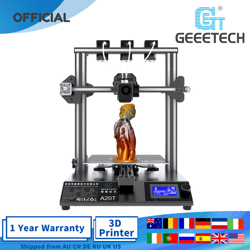 Geeetech 3D Printer A20T 3 in 1 out Mix-color 3D Printe Upgrade GT2560 V4.0  Motherboard Power Failure Printing LCD2004 FDM CE