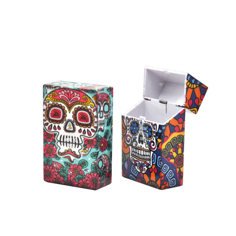 Fancy Design Skull Plastic Soft Portable Cigarette Cases For 20 Cigarette Accessories Men Women Gift Lighters Case Tobacco Box