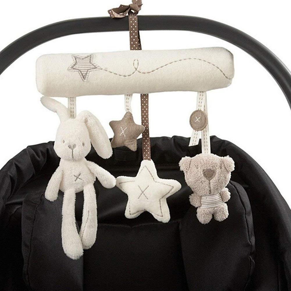Baby Music Play Bed Hanging Bell Baby`s Mobile Crib Infant Stroller Baby Crib Rattle Toy Soft Cute Rabbit Bear Bell Toy