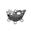 WYSIWYG 4pcs Jewelry Diy Handmade Craft Charms Antique Silver Color 24x29mm Goldfish Connector Accessories