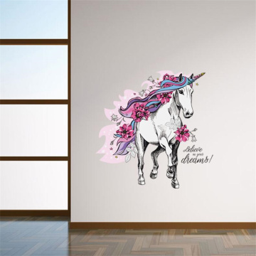 unicorn wall stickers bedroom living room glass stickers TV background wall decoration Home decoration christmas gift