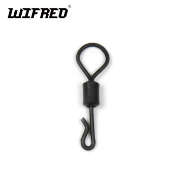 Wifreo 30PCS Q Shape Quick Clip Big Eye Swivels Chod Matt Black Finish Carp Tackle Quick Links Standard For Carp Hair Rigs