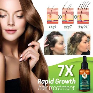 1pc 7X Rapid Growth Hair Treatment Anti Hair Loss Fast Hair Growth Serum Ginger Essential Oil 30ml