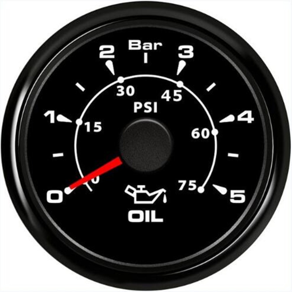 New Type Lcd Oil Pressure Gauges Modification 52mm 0-5Bar Waterproof Oil Pressure Meters 0-75Psi 10-184ohm for Auto Truck Boat