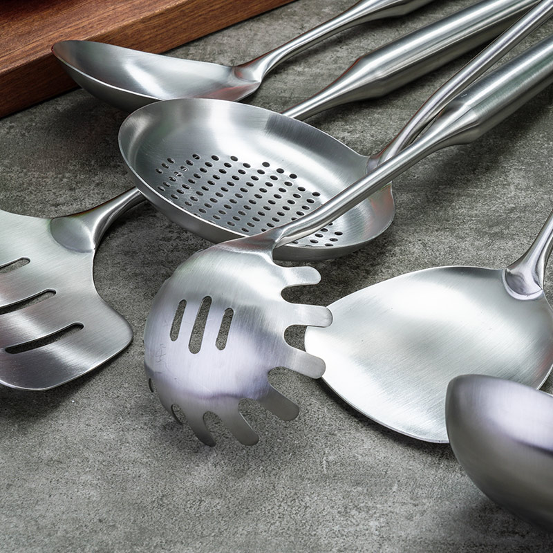 7PCS Stainless Steel Cookware Set Kitchen Shovel Fish Turner Soup Spoon Pasta Server Strainer Cooking Tools Utensils Kitchenware