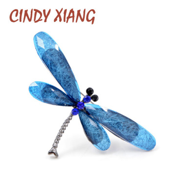 Cindy xiang colorful resin dragonfly brooches for women vintage elegant insect brooch pins new year gift winter coat jewelry