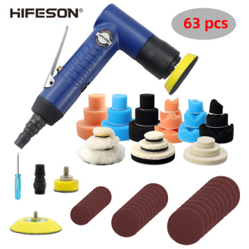 HIFESON Pneumatic Sandpaper Machine 1/2/3 inch Polishing Waxing Machine Air Sander Polisher Sandpaper Set