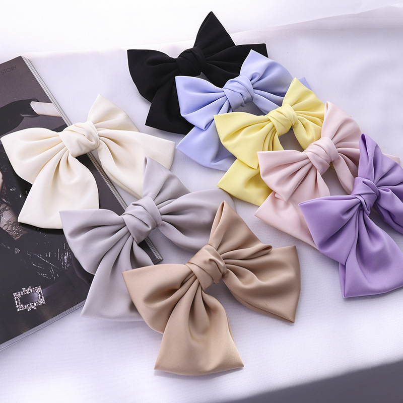 BISENMADE 2020 Bow Hairgrips Women Solid Color Hair Clips For Girls Sweet Cue Chiffon Bobby Pin Barrette Beautiful Accessories