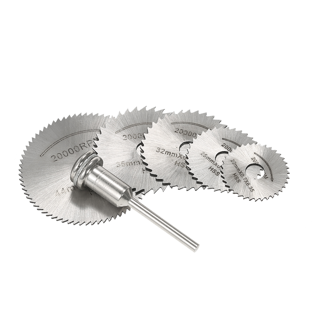 kkmoon mini 6pcs HSS Circular Saw Blades Rotary Cutting Tools Kit Set with 1/8" Shank for Cutting Timber and Plastic