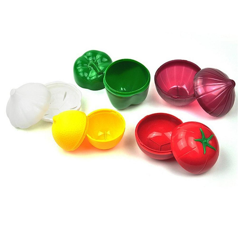 5 Pack Fruit&Vegetable Storage Containers Onion Lemon Tomato And Garlic Saver Kitchen Creative Tools To Keeps Food Fresh Lime 29