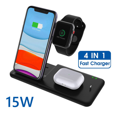 15W 4 in 1 Wireless Charging Station for iPhone 11 XS XR X 8P AirPods Pro Apple Watch 5 4 3 2 Fast Qi Wirless Charger Stand Dock