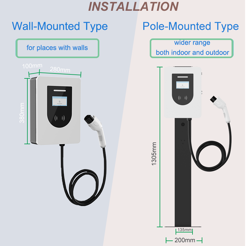 21kW AC Wall Mounted EVSE Charging Pile