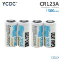 4 Pcs 3V Volt 1300mAh CR123A CR123 LiMnO2 Replacement Batteries For Smoke Detector Wireless Security System E-pencil Weighter