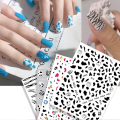 Cow Poker Graffiti Design Cartoon Nail Art Stickers Self-Adhesive Nail Decal Tip Wraps Princess Manicure DIY Accessories