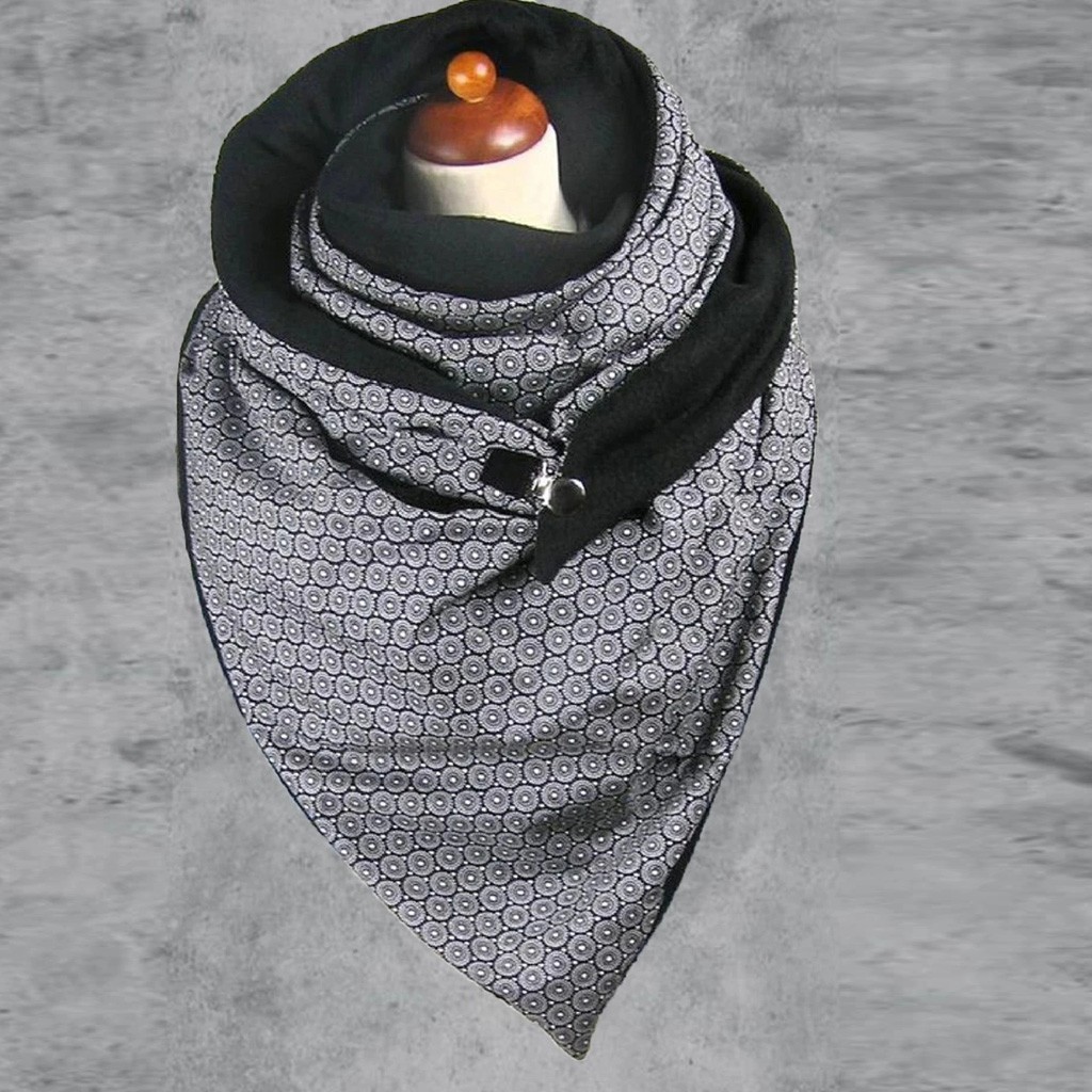 Women Winter Scarves Dot Printing Button Soft Wrap Scarves Shawls Head Face Neck Gaiter Scarf Face Cover Scarves Warm Scarves