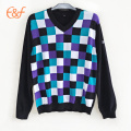 Lattice Design Men Plaid Checkeres Intarsia Sweater