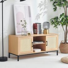 Rattan TV Stand Cabinet, Modern Media Cabinet Home Entertainment Center for TVs up to 50