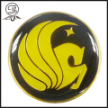 Round etched enamel emblem pin