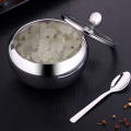 Stainless Steel Sugar Bowl Salt Shaker Sauce Cruet Seasoning Jar Condiment Pot Spice Container Canister Cruet with Lid and Spoon