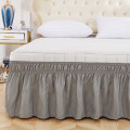 Ouneed Modern Solid Bed Skirt Dust Ruffle Split Corners Bed Bedding Pleated Skirt Multicolor For Bed Decor Gray JULY1
