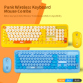 2.4GHz wireless Keyboard mouse combo Keyboard Mouse Combo Cute Retro Round Keycap Punk Keyboard mice Combo Keyboard Mouse Set